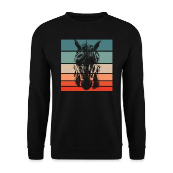 Einhorn Retro Style Vintage - Unisex Pullover - Schwarz - Vorne - Alina (178cm) & Michal (187cm)