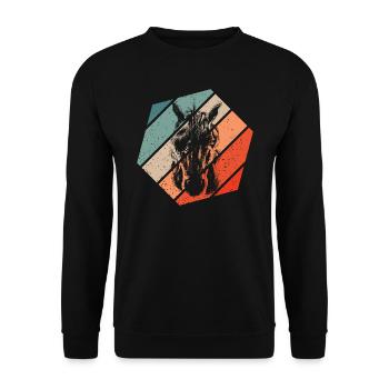 Einhorn Retro Style Vintage - Unisex Pullover - Schwarz - Vorne - Alina (178cm) & Michal (187cm)