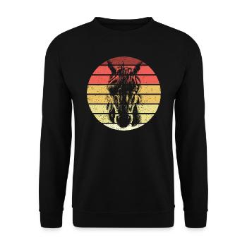 Einhorn Retro Style Vintage - Unisex Pullover - Schwarz - Vorne - Alina (178cm) & Michal (187cm)