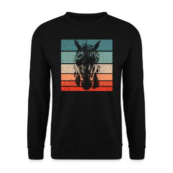 Einhorn Retro Style Vintage - Unisex Pullover - Schwarz - Vorne - Alina (178cm) & Michal (187cm)