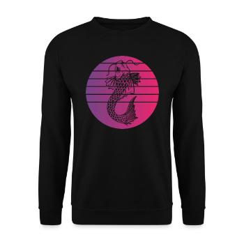 Koi Fisch Retro Style Vintage - Unisex Pullover - Schwarz - Vorne - Alina (178cm) & Michal (187cm)