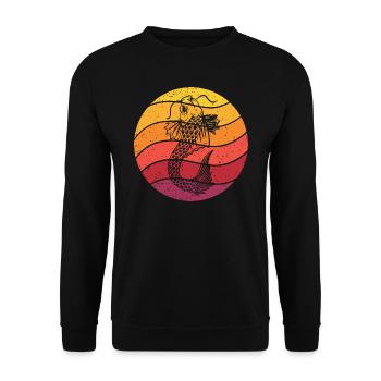 Koi Fisch Retro Style Vintage - Unisex Pullover - Schwarz - Vorne - Alina (178cm) & Michal (187cm)