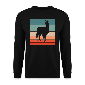 Lama Retro Style Vintage - Unisex Pullover - Schwarz - Vorne - Alina (178cm) & Michal (187cm)