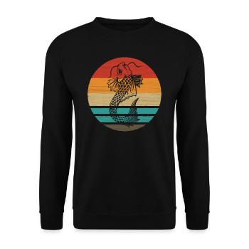 Koi Fisch Retro Style Vintage - Unisex Pullover - Schwarz - Vorne - Alina (178cm) & Michal (187cm)