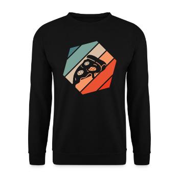Pizza Stück Retro Style Vintage - Unisex Pullover - Schwarz - Vorne - Alina (178cm) & Michal (187cm)