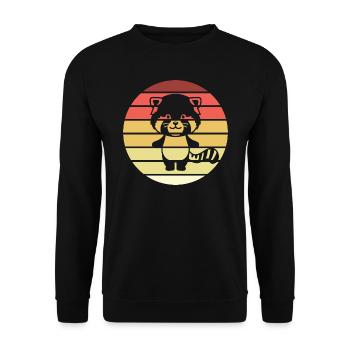 Red Panda Retro Style Vintage - Sweat-shirt Unisexe - noir - Devant - Alina (178cm) & Michal (187cm)