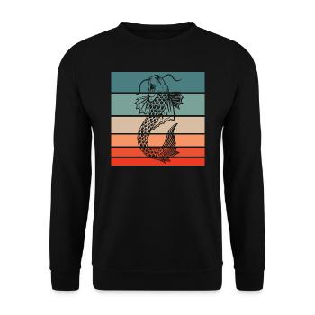 Koi Fisch Retro Style Vintage - Unisex Pullover - Schwarz - Vorne - Alina (178cm) & Michal (187cm)