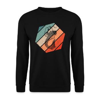 Koi Fisch Retro Style Vintage - Unisex Pullover - Schwarz - Vorne - Alina (178cm) & Michal (187cm)