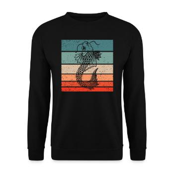 Koi Fisch Retro Style Vintage - Unisex Pullover - Schwarz - Vorne - Alina (178cm) & Michal (187cm)