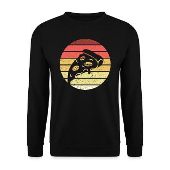 Pizza Stück Retro Style Vintage - Unisex Pullover - Schwarz - Vorne - Alina (178cm) & Michal (187cm)