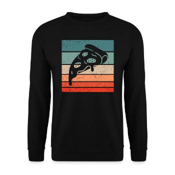 Pizza Stück Retro Style Vintage - Unisex Pullover - Schwarz - Vorne - Alina (178cm) & Michal (187cm)