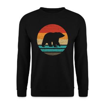Bear Retro Style Vintage - Unisex Sweatshirt - black - Front - Alina (178cm) & Michal (187cm)