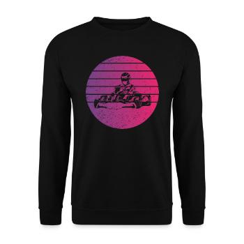 Gokart Retro Style Vintage - Unisex Pullover - Schwarz - Vorne - Alina (178cm) & Michal (187cm)