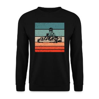 Gokart Retro Style Vintage - Unisex Pullover - Schwarz - Vorne - Alina (178cm) & Michal (187cm)