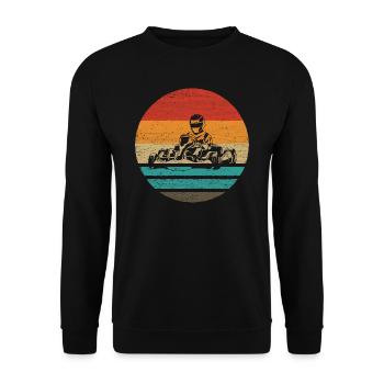 Gokart Retro Style Vintage - Unisex Pullover - Schwarz - Vorne - Alina (178cm) & Michal (187cm)