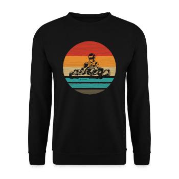 Gokart Retro Style Vintage - Unisex Pullover - Schwarz - Vorne - Alina (178cm) & Michal (187cm)