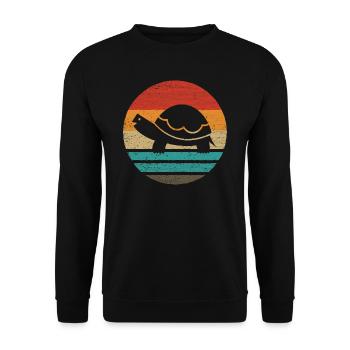 Turtle Retro Style Vintage - Unisex Sweatshirt - black - Front - Alina (178cm) & Michal (187cm)