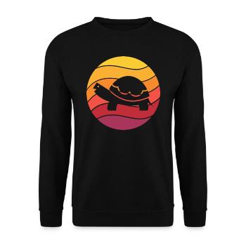 Turtle Retro Style Vintage - Unisex Sweatshirt - black - Front - Alina (178cm) & Michal (187cm)