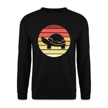 Turtle Retro Style Vintage - Unisex Sweatshirt - black - Front - Alina (178cm) & Michal (187cm)