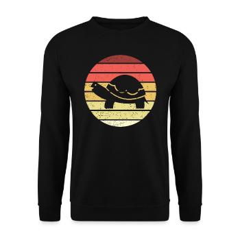 Turtle Retro Style Vintage - Unisex Sweatshirt - black - Front - Alina (178cm) & Michal (187cm)