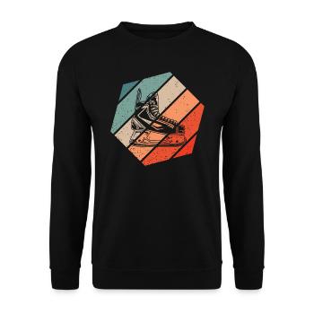Eishockey Schlittschuh Retro Style Vintage - Unisex Pullover - Schwarz - Vorne - Alina (178cm) & Michal (187cm)