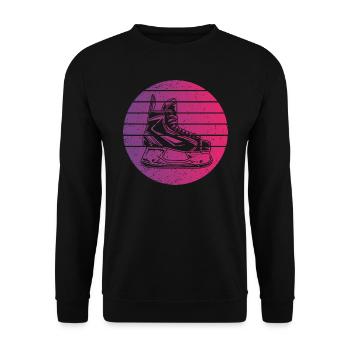 Eishockey Schlittschuh Retro Style Vintage - Unisex Pullover - Schwarz - Vorne - Alina (178cm) & Michal (187cm)