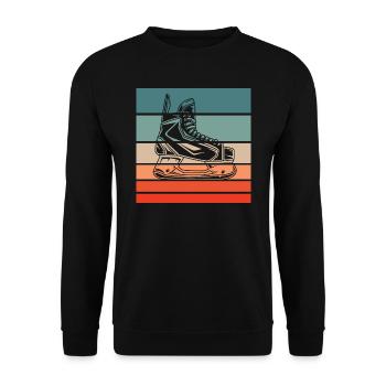 Eishockey Schlittschuh Retro Style Vintage - Unisex Pullover - Schwarz - Vorne - Alina (178cm) & Michal (187cm)