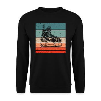 Eishockey Schlittschuh Retro Style Vintage - Unisex Pullover - Schwarz - Vorne - Alina (178cm) & Michal (187cm)