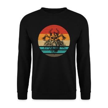 Viking Skull Retro Style Vintage - Sweat-shirt Unisexe - noir - Devant - Alina (178cm) & Michal (187cm)