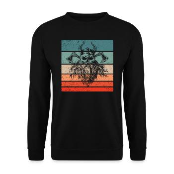 Viking Skull Retro Style Vintage - Sweat-shirt Unisexe - noir - Devant - Alina (178cm) & Michal (187cm)