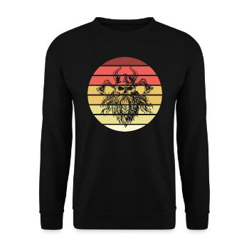 Viking Skull Retro Style Vintage - Sweat-shirt Unisexe - noir - Devant - Alina (178cm) & Michal (187cm)