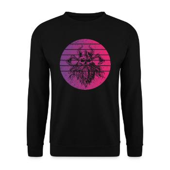 Viking Skull Retro Style Vintage - Sweat-shirt Unisexe - noir - Devant - Alina (178cm) & Michal (187cm)