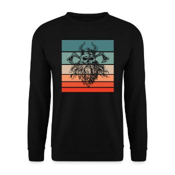 Viking Skull Retro Style Vintage - Sweat-shirt Unisexe - noir - Devant - Alina (178cm) & Michal (187cm)