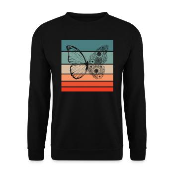 Papillon Retro Style Vintage - Sweat-shirt Unisexe - noir - Devant - Alina (178cm) & Michal (187cm)