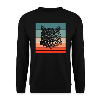 Eule Retro Style Vintage - Unisex Pullover - Schwarz - Vorne - Alina (178cm) & Michal (187cm)