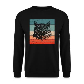 Eule Retro Style Vintage - Unisex Pullover - Schwarz - Vorne - Alina (178cm) & Michal (187cm)