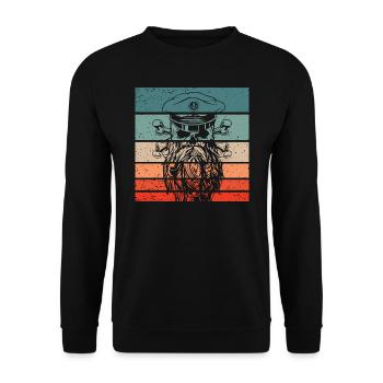 Piraten Schädel Retro Style Vintage - Unisex Pullover - Schwarz - Vorne - Alina (178cm) & Michal (187cm)