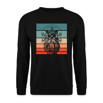 Piraten Schädel Retro Style Vintage - Unisex Pullover - Schwarz - Vorne - Alina (178cm) & Michal (187cm)