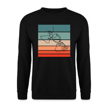 Wein Sommelier Retro Style Vintage - Unisex Pullover - Schwarz - Vorne - Alina (178cm) & Michal (187cm)