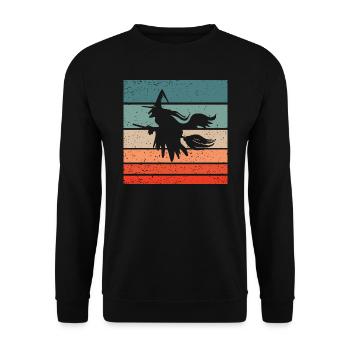Witch's broom Helloween Retro Style Vintage - Unisex Sweatshirt - black - Front - Alina (178cm) & Michal (187cm)