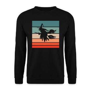 Witch's broom Helloween Retro Style Vintage - Unisex Sweatshirt - black - Front - Alina (178cm) & Michal (187cm)