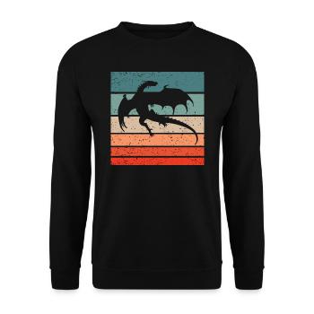 Drache Retro Style Vintage - Unisex Pullover - Schwarz - Vorne - Alina (178cm) & Michal (187cm)
