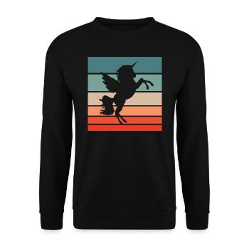 Einhorn Retro Style Vintage - Unisex Pullover - Schwarz - Vorne - Alina (178cm) & Michal (187cm)