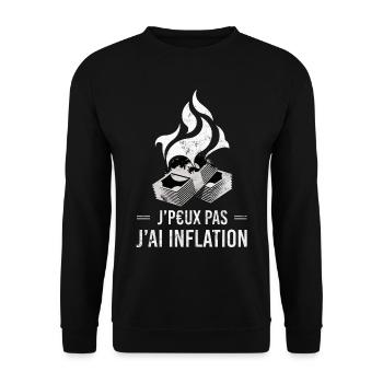 Je Peux Pas J'ai Inflation Humour - Sweat-shirt Unisexe - noir - Devant - Alina (178cm) & Michal (187cm)