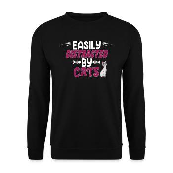 Chat mignon - facilement distrait par les chats - Sweat-shirt Unisexe - noir - Devant - Alina (178cm) & Michal (187cm)