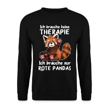 Ich brauche keine Therapie, nur Rote Pandas - Unisex Pullover - Schwarz - Vorne - Alina (178cm) & Michal (187cm)