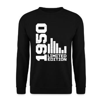 Vintage 1950 Geburtstagsgeschenk 1950 Baujahr 1950 - Unisex Pullover - Schwarz - Vorne - Alina (178cm) & Michal (187cm)