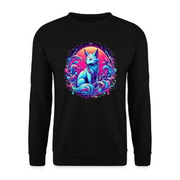Fuchs Kunst Psychedelisch - Unisex Pullover - Schwarz - Vorne - Alina (178cm) & Michal (187cm)