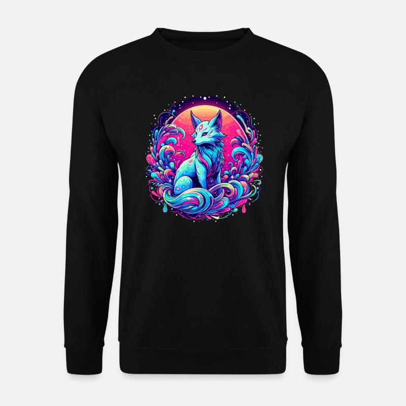 Fox Art Psychedelic - Unisex Sweatshirt - black