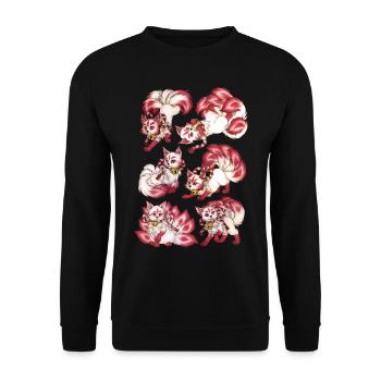 Kitsune Fuchs Fuchsgeist Manga Japan Mythologie - Unisex Pullover - Schwarz - Vorne - Alina (178cm) & Michal (187cm)